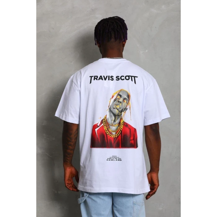 ieg™      Oversize Baskılı Bisiklet Yaka T-Shirt - Beyaz -