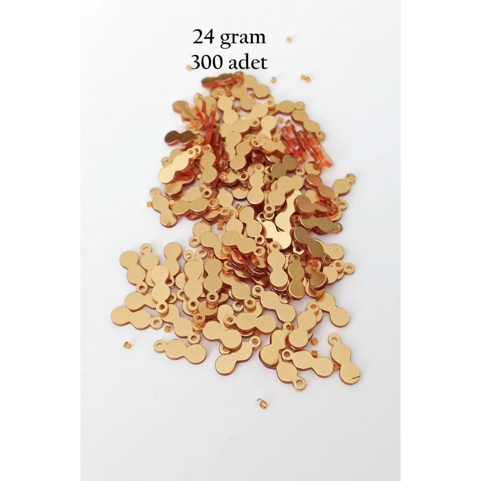 İEG Oya Abiye Bileklik Kolye Pleksi Metalik Plastik Pul Altın Renk 24 gram 300 adet - BNC552
