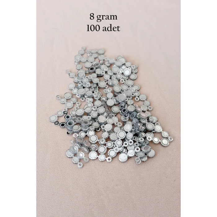 İEG Oya Abiye Bileklik Kolye Pleksi Metalik Plastik Pul Gümüş Renk 8 gram 100 adet - BNC500