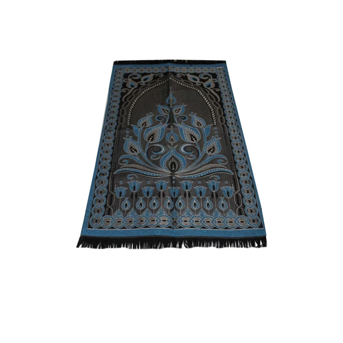 ieg ™ Özel Silindir Kutuda Tafta İpek Seccade ve İnci Tesbih Lüks Set Mavi