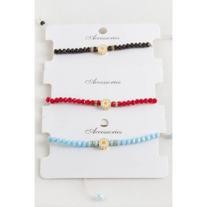 ieg™ Papatya Kristal Makrome İp Bileklik