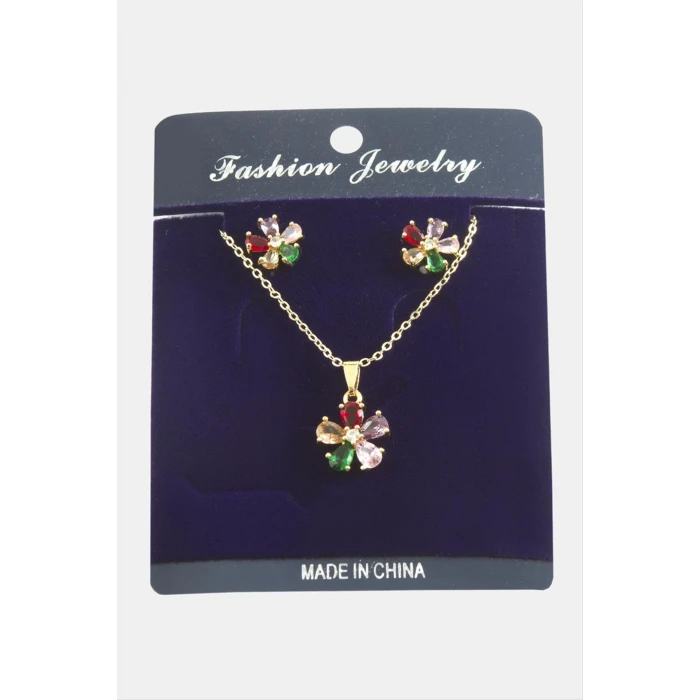 ieg™ Papatya Zirkon Taşlı Set Kolye