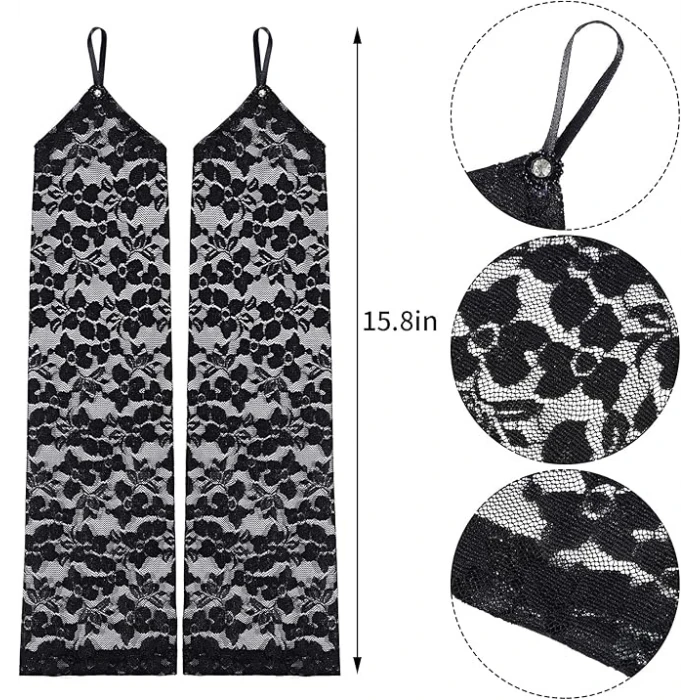 ieg™ Parmak Askılı Zarif Gece Şıklığı Dantel Eldiven 40 cm