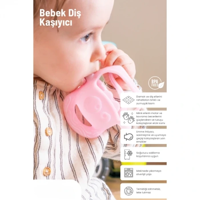 ieg™ Pembe Bebek Silikon Diş Kaşıyıcı
