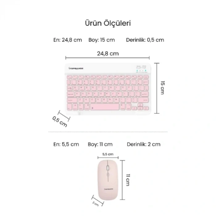 ieg™ Pembe Kablosuz Klavye Ve Mouse Seti