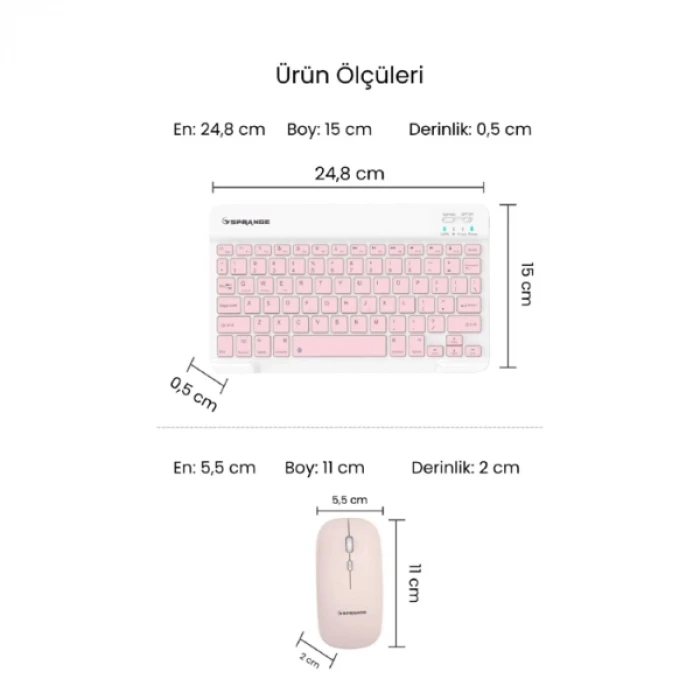 ieg™ Pembe Kablosuz Klavye Ve Mouse Seti