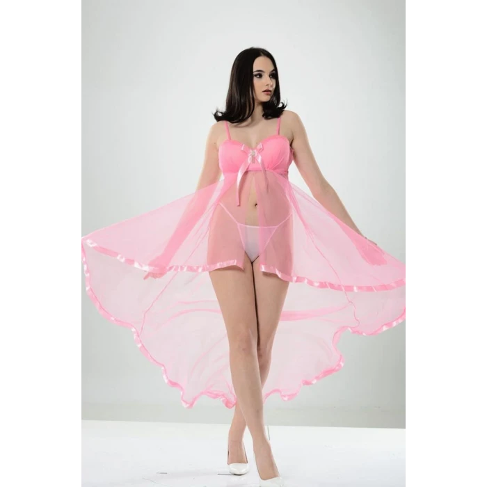 ieg™ Pembe Petli Tül Şifon Gecelik - 230