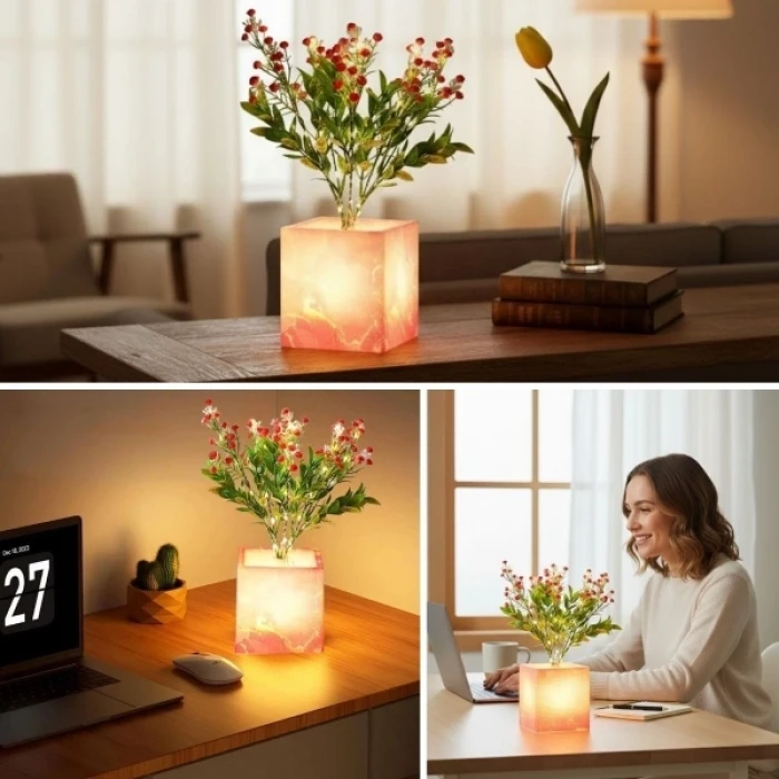 ieg™ Pembe Saksılı LED Yapay Çiçek