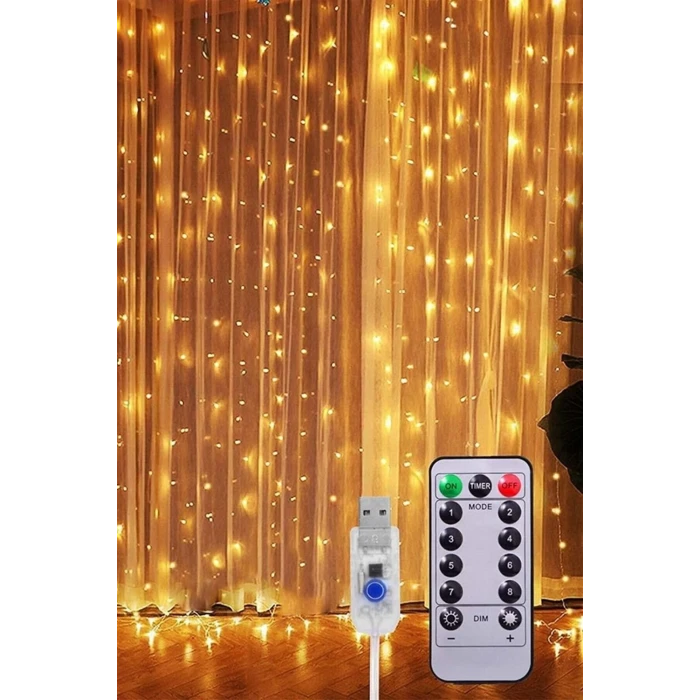 ieg ™ Perde Led 10 Sarkıtlı USB li  3 Metre Kumandalı 8 Modlu (3 mt X 3 mt ) Peri Led