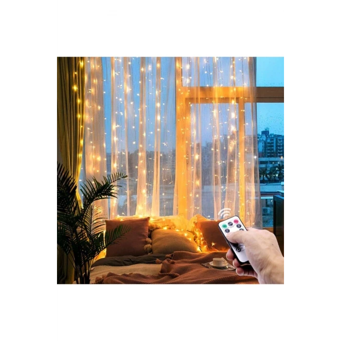 ieg ™ Perde Led  2 Metre Kumandalı 8 Ayrı Moda Sahip ( 2 mt X 2 mt ) Perde Led Peri Led Usb