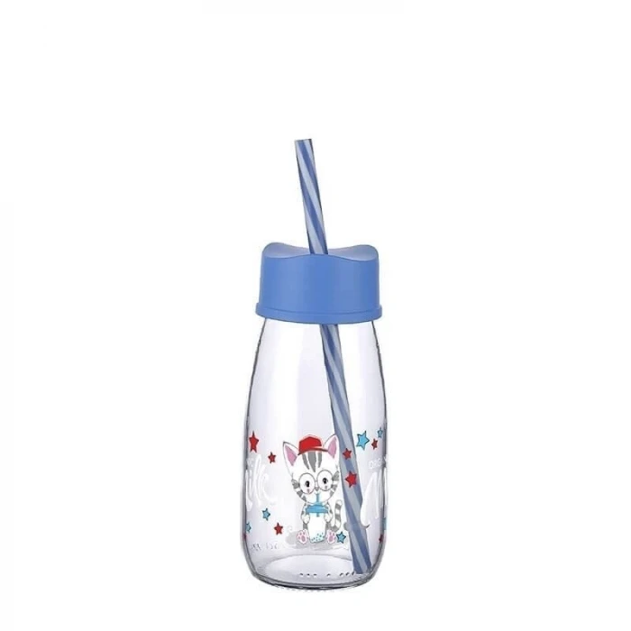 ieg™ Pipetli Su Ve Süt Şişesi Cam 250 ML - Mavi