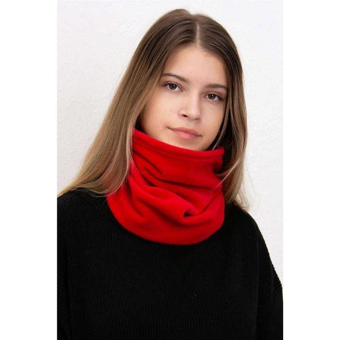 İEG Polar Unisex İpli Bere ve Boyunluk Kırmızı