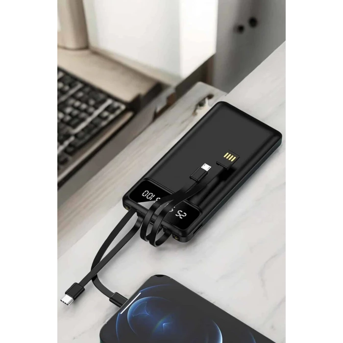 ieg™ Powerbank 20.000 Mah LCD Ekran USB Lightning Type-C Uyumlu İOS ve Android