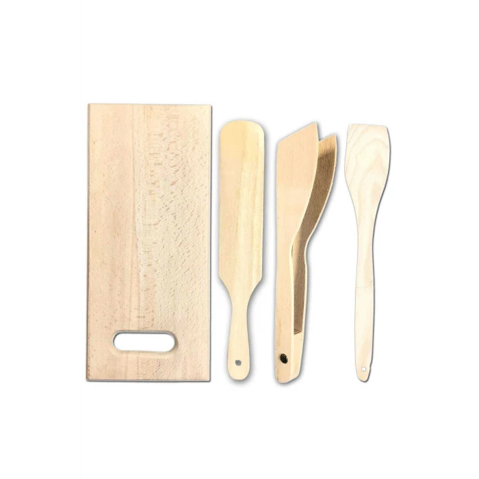 İEG Pratik Kullanım Ahşap Büyük Mutfak Seti 4 Parça