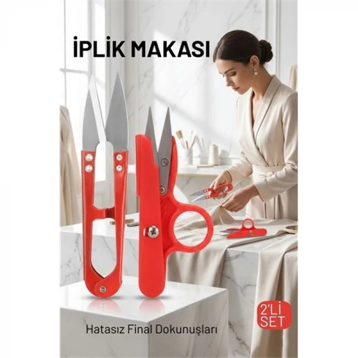 ieg™ Premium 2’li Profesyonel İplik Tiftik Makası Seti - Çelik Hassas Nakış Snips