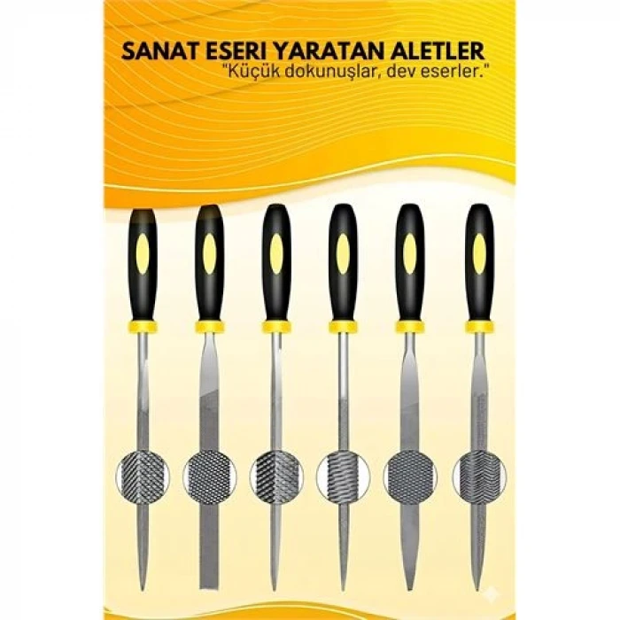 retroieg™ Profesyonel 6lı Ahşap Eğe ve Törpü Seti - Hassas Oyma ve Şekillendirme Hobi Takımı (17cm)