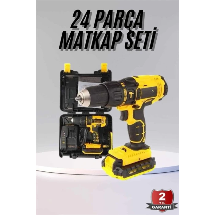 ieg™ Profesyonel Çift Bataryalı Akülü Vidalama Şarjlı Matkap 24 Parça