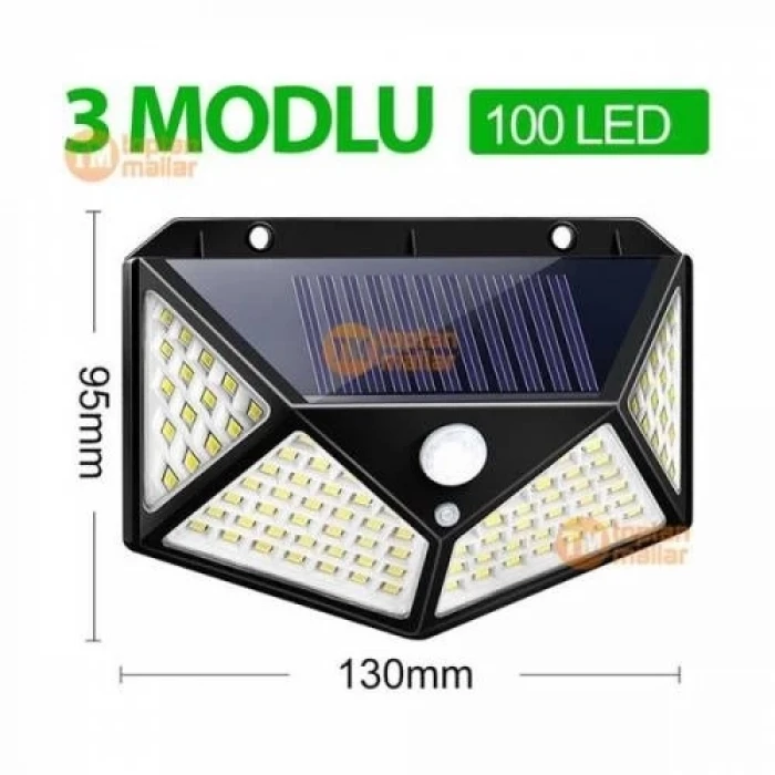 ieg™ Projektör 100 Ledli Işık Sensörlü Güneş Enerjili Solar Lamba