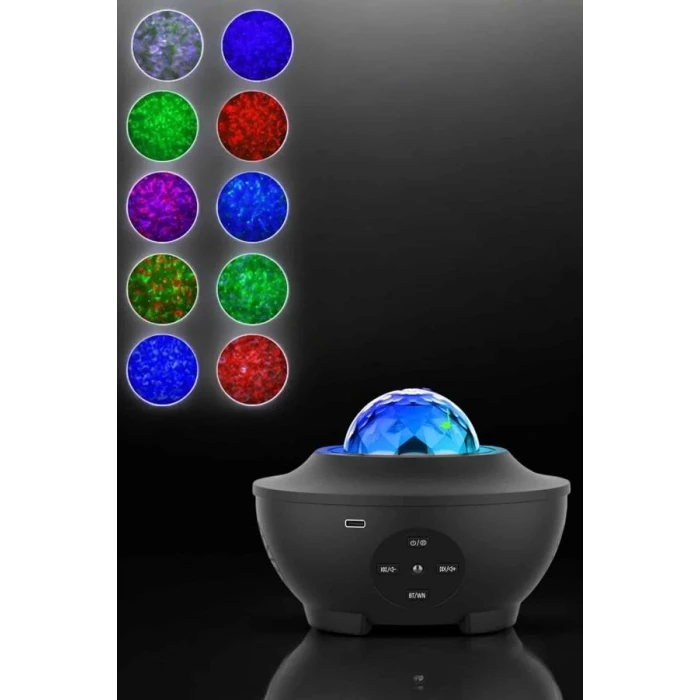 ieg™ Projektör Yıldız Gece Lambası Disko Topu Bluetooth Bağlantılı Taşınabilir Şarjlı