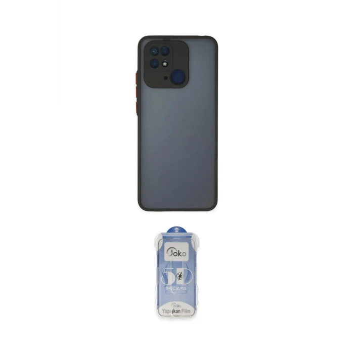 ieg™ Redmi 10C Kılıf Ahenk Çizgi Serisi - Siyah Joko Magic 5D Cam
