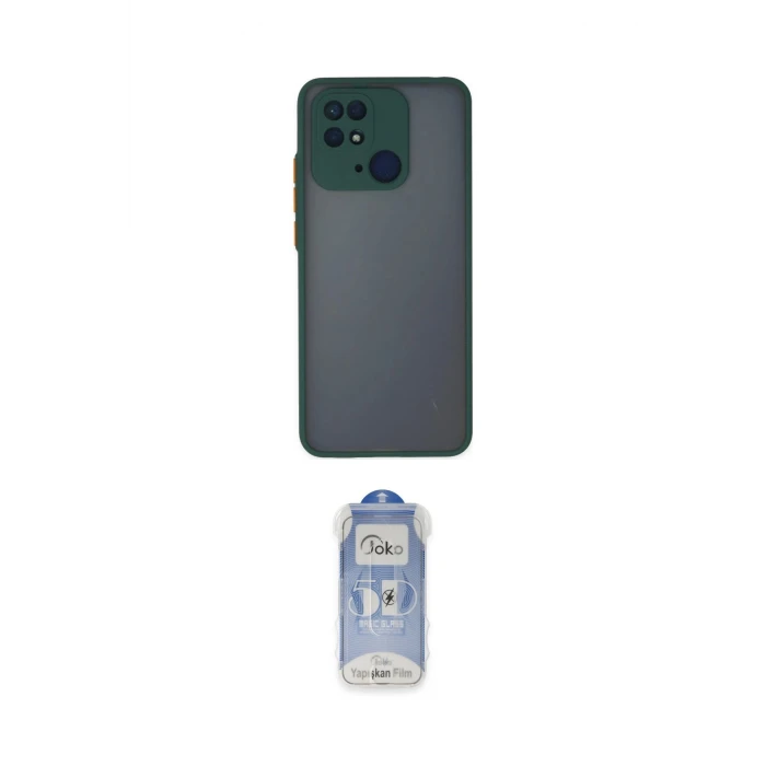 ieg™ Redmi 10C Kılıf Ahenk Çizgi Serisi - Siyah Joko Magic 5D Cam