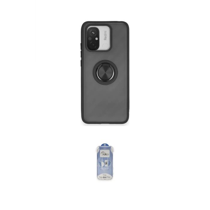 ieg™ Redmi 12C Kılıf Yörünge Çizgi - Siyah Joko Magic 5D Cam
