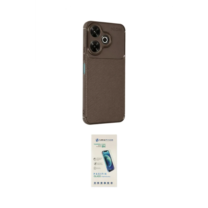 ieg™ Redmi 13 4G Kılıf Eksen Form Prime - Şeffaf Pasifik Cam Ekran Koruyucu
