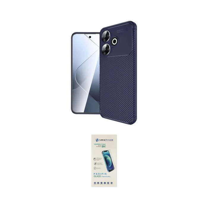 ieg™ Redmi 13 4G Kılıf Eksen Form Prime - Şeffaf Pasifik Cam Ekran Koruyucu