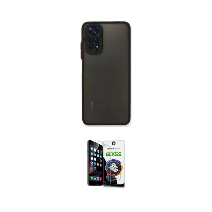 ieg™ Redmi Note 11 Kılıf Ahenk Çizgi Serisi - Şeffaf Temperli Cam Ekran Koruyucu