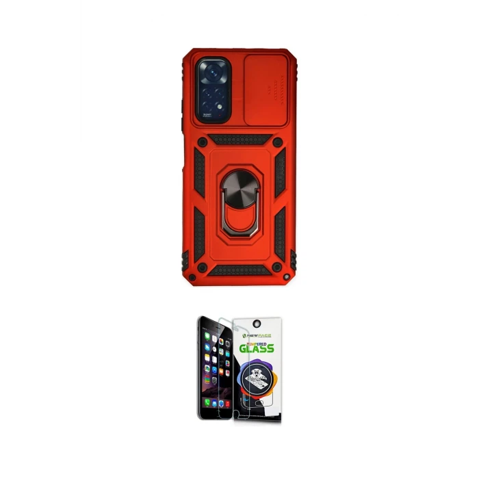 ieg™ Redmi Note 11 Kılıf Ahenk Klasik - Şeffaf Temperli Cam Ekran Koruyucu