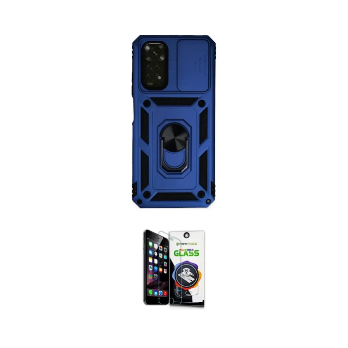 ieg™ Redmi Note 11 Kılıf Ahenk Klasik - Şeffaf Temperli Cam Ekran Koruyucu