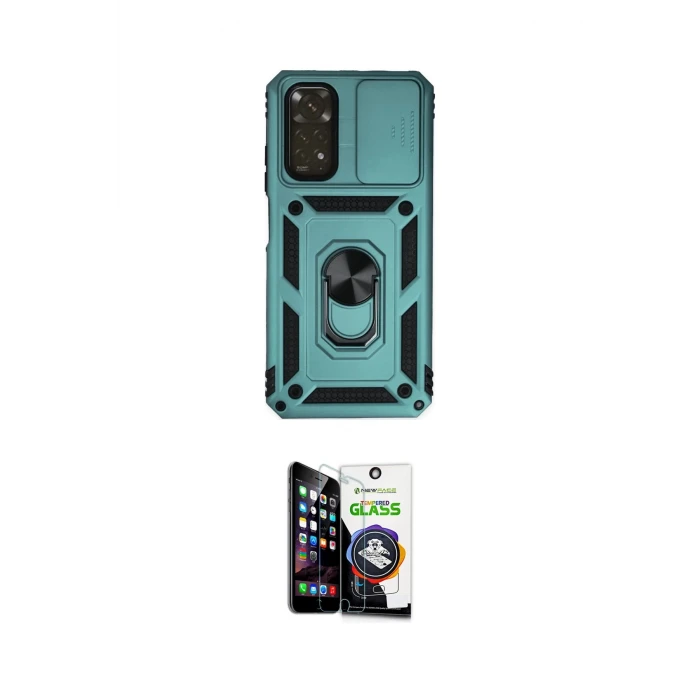 ieg™ Redmi Note 11 Kılıf Ahenk Klasik - Şeffaf Temperli Cam Ekran Koruyucu