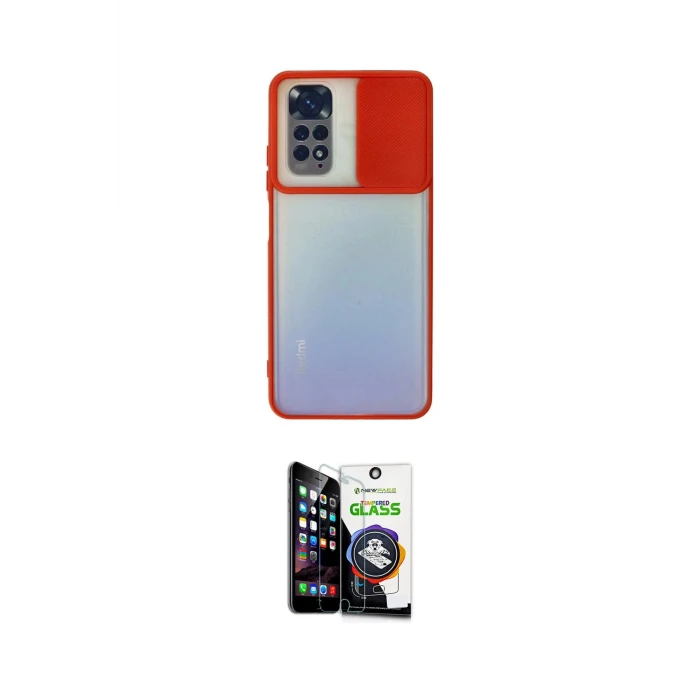 ieg™ Redmi Note 11 Kılıf Vadi Çizgi - Şeffaf Temperli Cam Ekran Koruyucu