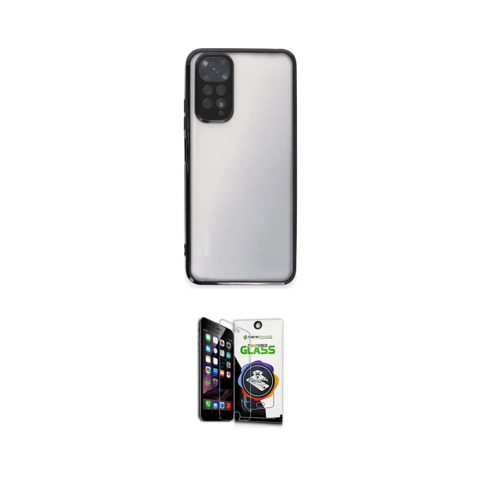 ieg™ Redmi Note 11 Kılıf Vadi Minimal - Şeffaf Temperli Cam Ekran Koruyucu