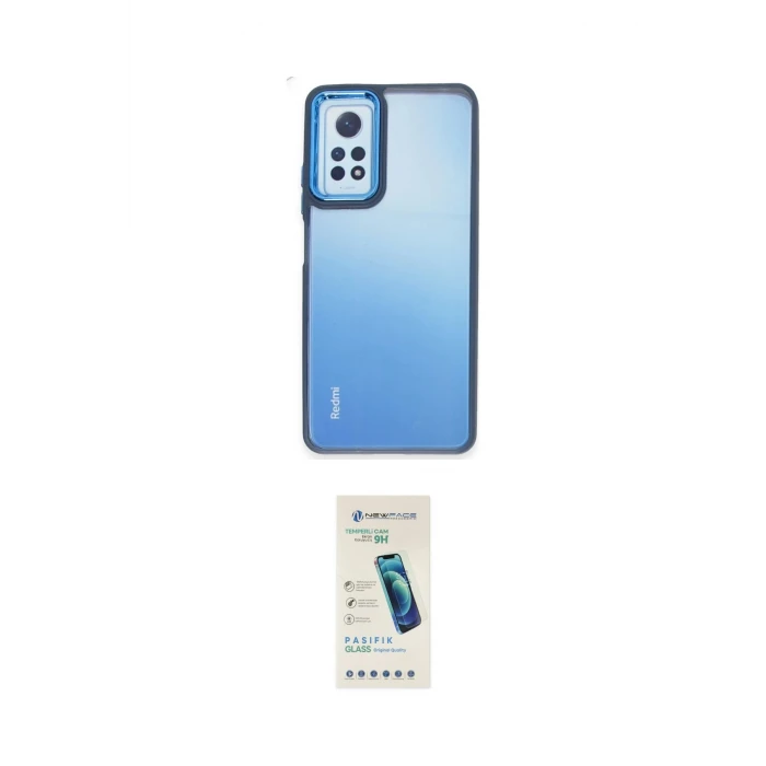 ieg™ Redmi Note 12 Pro 4G Kılıf Eksen Doku Prime - Şeffaf Pasifik Cam Ekran Koruyucu