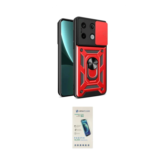 ieg™ Redmi Note 13 Pro 4G Kılıf Ahenk Klasik - Şeffaf Pasifik Cam Ekran Koruyucu