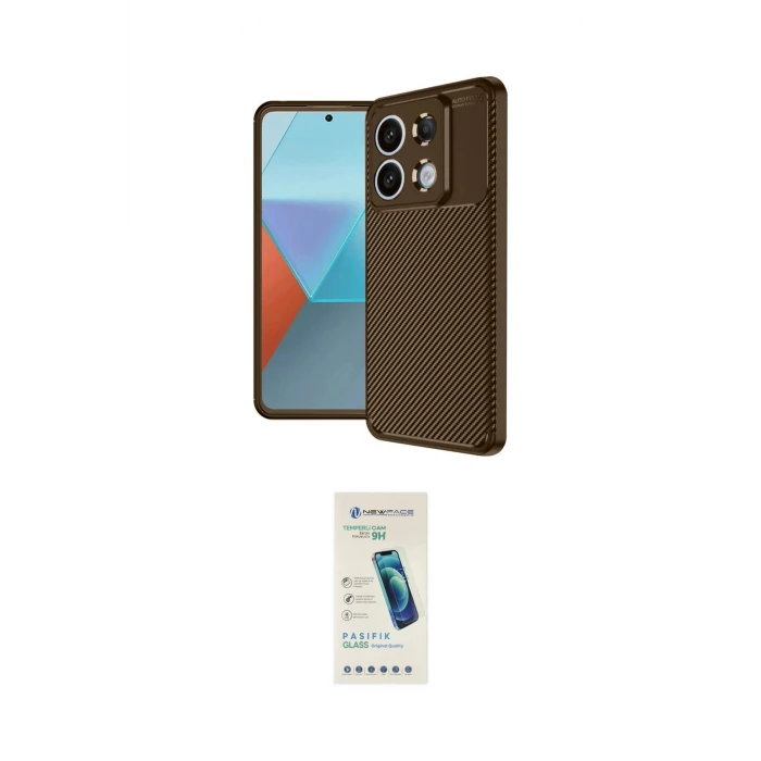 ieg™ Redmi Note 13 Pro 4G Kılıf Eksen Form Prime - Şeffaf Pasifik Cam Ekran Koruyucu