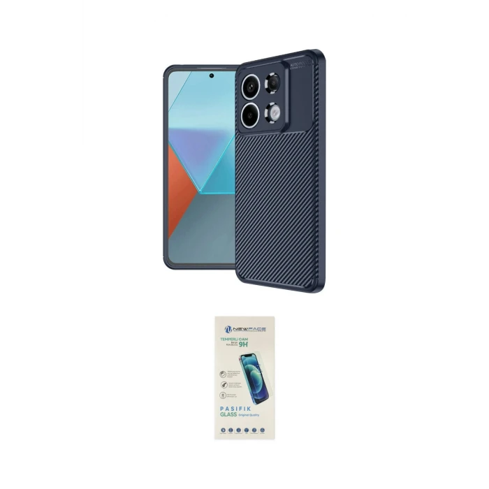 ieg™ Redmi Note 13 Pro 4G Kılıf Eksen Form Prime - Şeffaf Pasifik Cam Ekran Koruyucu