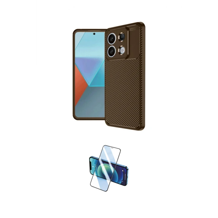 ieg™ Redmi Note 13 Pro 4G Kılıf Eksen Form Prime - Siyah 3D Antistatik Cam Ekran Koruyucu