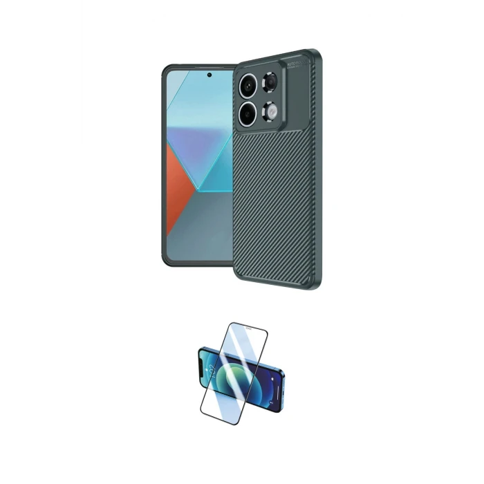 ieg™ Redmi Note 13 Pro 4G Kılıf Eksen Form Prime - Siyah 3D Antistatik Cam Ekran Koruyucu