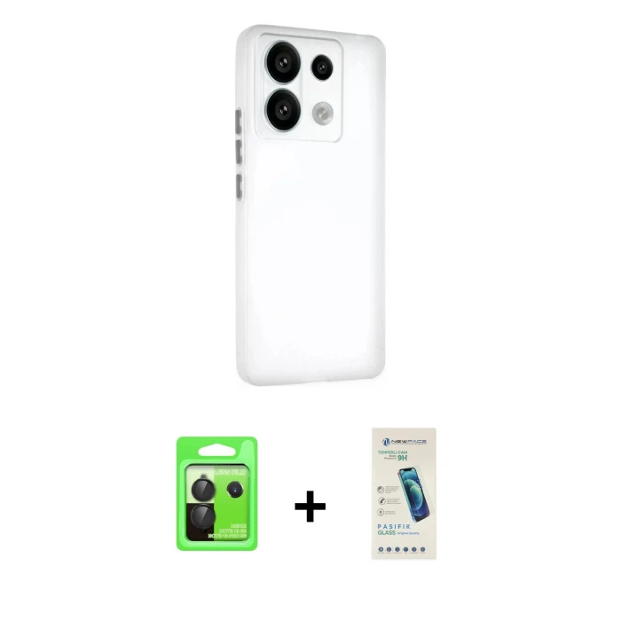 ieg™ Redmi Note 13 Pro 5G Kılıf Atlas Minimal Prime - Şeffaf Pasifik Cam Ekran Koruyucu + Raze Metal Kamera Lens - SH