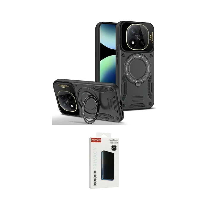 ieg™ Redmi Note 14 Pro Plus Kılıf Kıvılcım Modern Serisi - Siyah Hayalet Polymer Nano Ekran Koruyucu