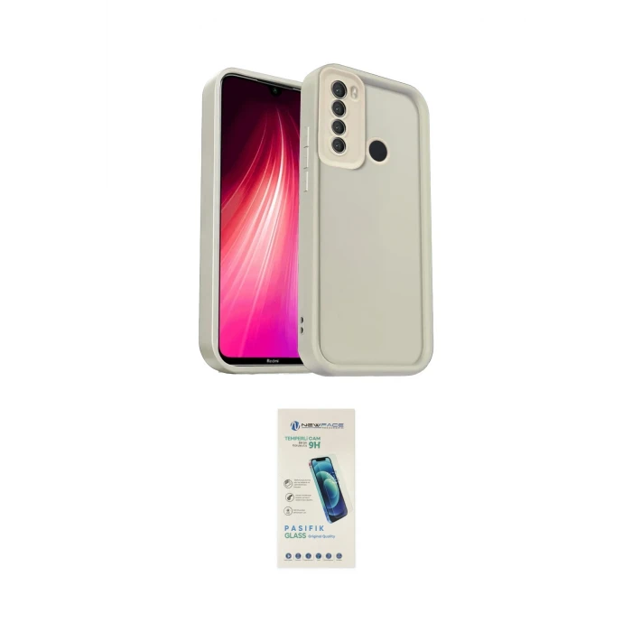 ieg™ Redmi Note 8 Kılıf Yankı Yansıma Özel Seri - Şeffaf Pasifik Cam Ekran Koruyucu