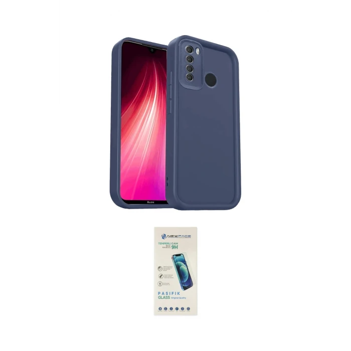 ieg™ Redmi Note 8 Kılıf Yankı Yansıma Özel Seri - Şeffaf Pasifik Cam Ekran Koruyucu