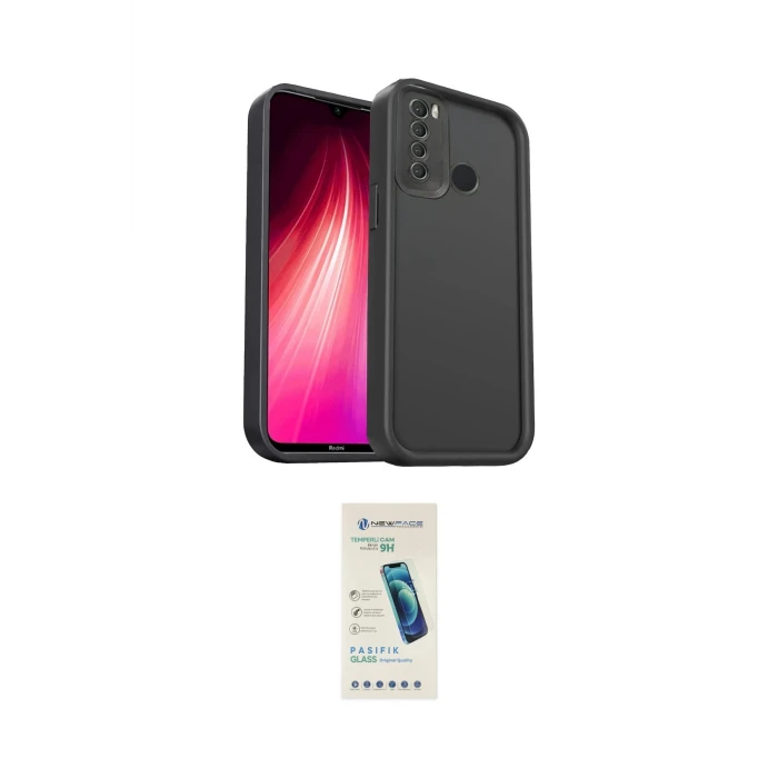 ieg™ Redmi Note 8 Kılıf Yankı Yansıma Özel Seri - Şeffaf Pasifik Cam Ekran Koruyucu