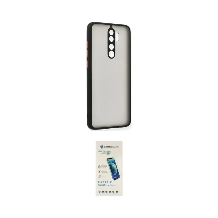 ieg™ Redmi Note 8 Pro Kılıf Ahenk Çizgi Serisi - Şeffaf Pasifik Cam Ekran Koruyucu