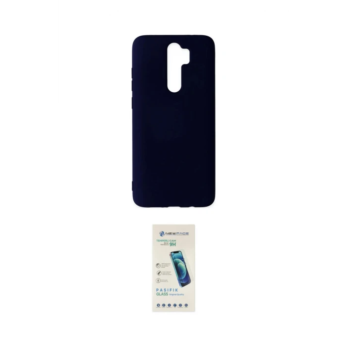 ieg™ Redmi Note 8 Pro Kılıf Ahenk Serisi - Şeffaf Pasifik Cam Ekran Koruyucu