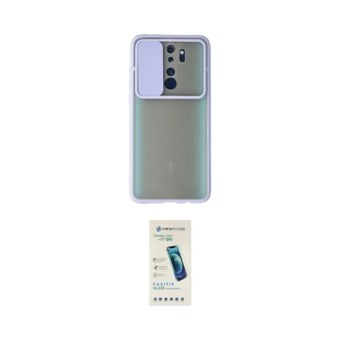 ieg™ Redmi Note 8 Pro Kılıf Vadi Çizgi - Şeffaf Pasifik Cam Ekran Koruyucu
