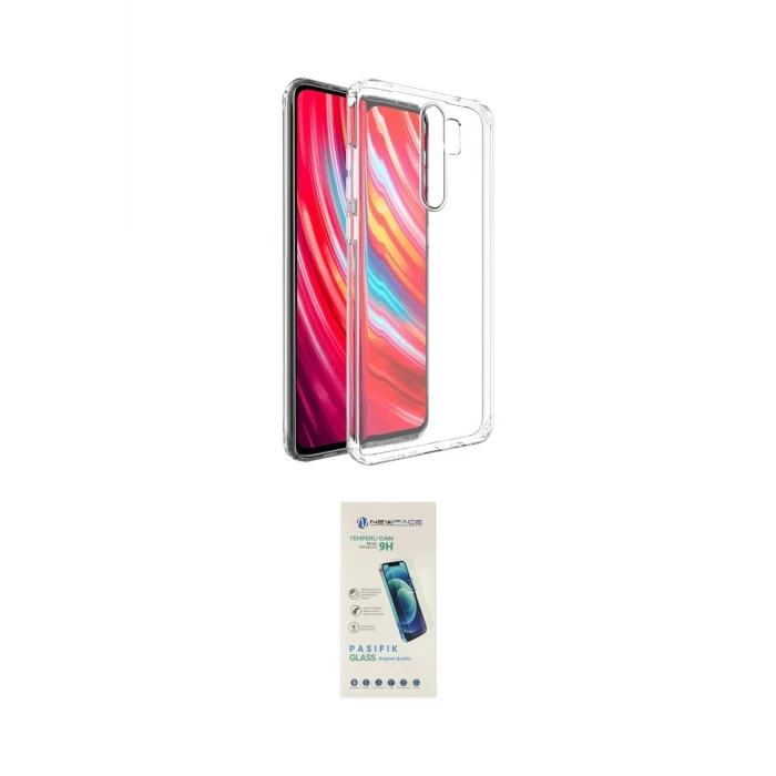 ieg™ Redmi Note 8 Pro Kılıf Zirve Doku - Şeffaf Pasifik Cam Ekran Koruyucu