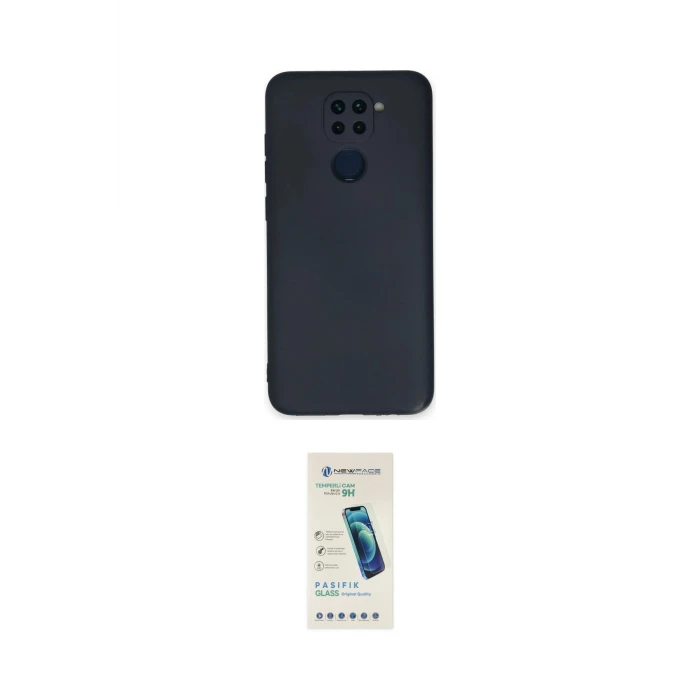 ieg™ Redmi Note 9 Kılıf Ahenk Serisi - Şeffaf Pasifik Cam Ekran Koruyucu